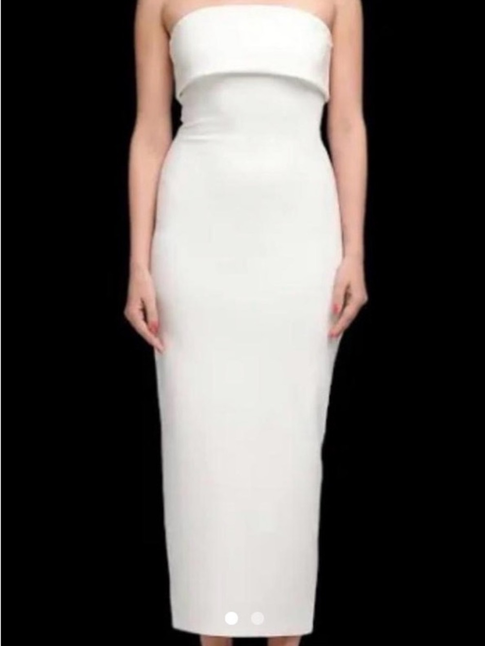 Entire studios Off white cream Strapless tube Fold-Over Midi Dress